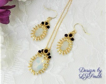 NECKLACE SET TUTORIAL - Beaded Oval Bezel "Princess" Pendant and Earrings