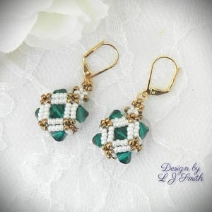 Beaded Crystal Square Windows Earrings TUTORIAL/PATTERN