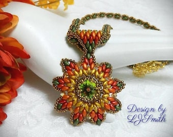 Beaded Starburst Medallion Pendant, Necklace and Earrings DIY TUTORIAL/DOWNLOAD