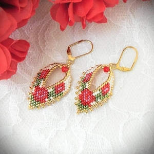 DIY Brick Stitch Leaf Earrings - Roses 4 Mom Pattern (DIGITAL DOWNLOAD)