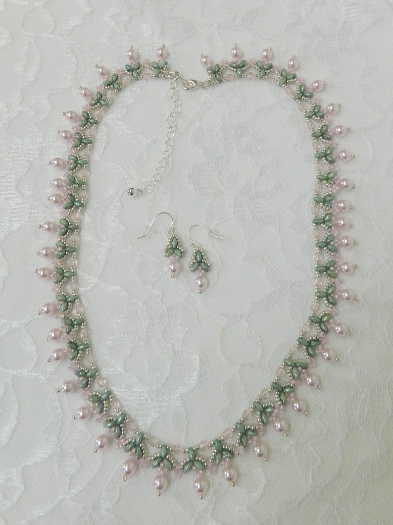 Woven Pink Pearl Drop necklace Etsy