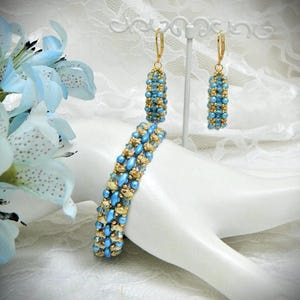 Beaded SuperDuo Miniduo Hoopla Bracelet and Earrings TUTORIAL/PATTERN