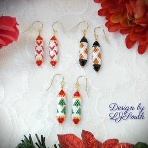 Beaded Holiday Peyote Tube Earring DIY Pattern bundle (DIGITAL DOWNLOAD)