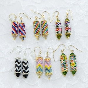 TUTORIEL BOUCLES D'OREILLES - Modèles de boucles d'oreilles tube de peyotl et perles de rocaille