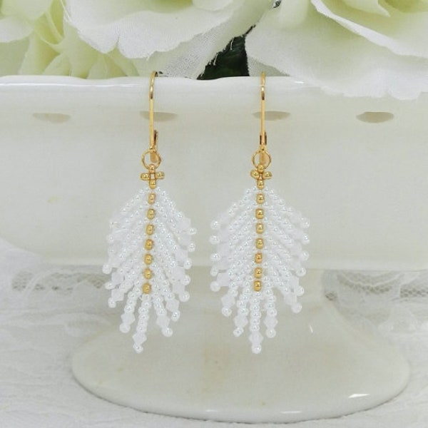 PEACE EARRING TUTORIAL - Beaded Pine Berry & Peace Feather Earrings