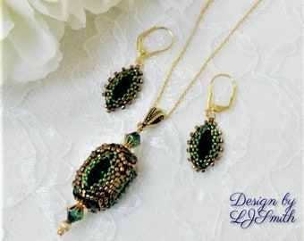NECKLACE and EARRINGS TUTORIAL - Beaded Crystal Lantern Set