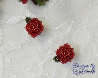 EARRING TUTORIAL - Beaded Crystal & Seed Bead "Miniature Rose" Post Earrings