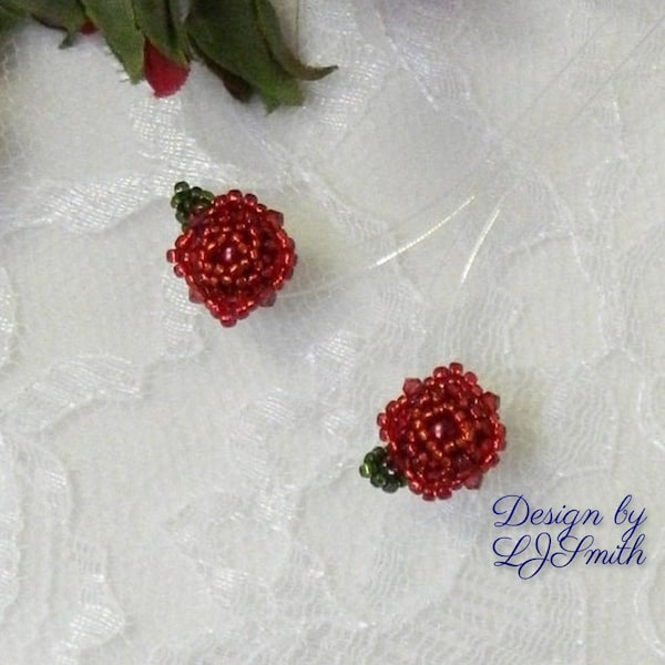 EARRING TUTORIAL - Beaded Crystal & Seed Bead "Miniature Rose" Post Earrings