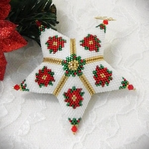 Tutorial/Molde para Enfeite de Natal DIY: Estrela de Natal em Ponto Peyote 3D com Miçangas