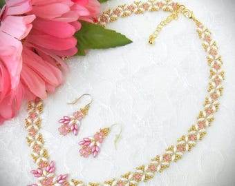 Beaded Crystal and SuperDuo Star Flower Pattern Necklace and Earrings Set DIY (DIGITAL DOWNLOAD)