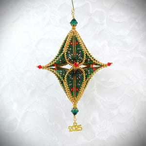Beaded Candy Cane Open Pod 3D Peyote Stitch Christmas Ornament DIY TUTORIAL/PATTERN