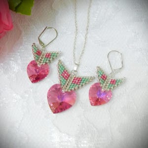 Peyote Pendant Bails with Crystal Hearts and Star Christmas Earrings DIY TUTORIAL/PATTERN