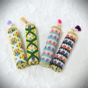 ビーズ針ケースの作り方：シードビーズチューブカバーの作り方 チュートリアル/パターン