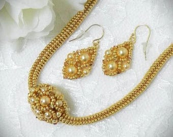 Beaded Bead Pearl Slider Necklace & Earrings Pattern (TUTORIAL/DOWNLOAD)