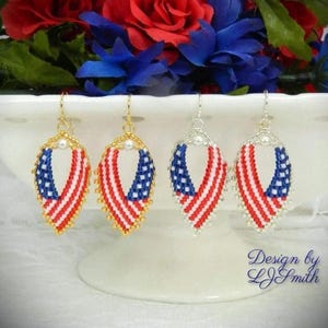 Leaf Flag Earrings in Brick Stitch TUTORIAL/PATTERN