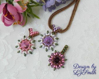 NECKLACE TUTORIAL - Beaded Crystal & SuperDuo Flower and Necklace "Ma Belle Fleur" Pendant Set