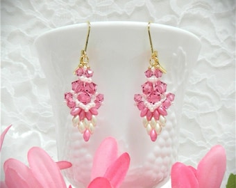 Perlen SuperDuo und Seed Bead Pearly Girl Ohrringe - DIY (DIGITAL DOWNLOAD)