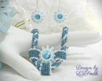 Beaded Crystal with Spiral Rope DIY Necklace & Earrings "Amanda Rivoli Set" Pattern (DIGITAL DOWNLOAD)
