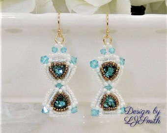 EARRING TUTORIAL - Beaded Rivoli Crystal & Seed Bead "Hourglass" earrings