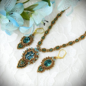 Beaded Necklace & Earrings Tutorial: SuperDuo, MiniDuo, Oval Crystals DIGITAL DOWNLOAD