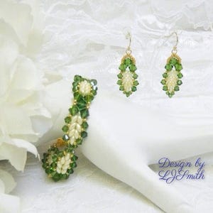 BRACELET TUTORIAL - Beaded Crystal & SuperDuo Bracelet and Earrings "Leaves of Color" Set