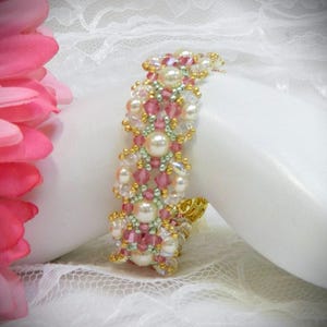 Pulsera y aretes SuperDuo de perlas, cristales y cuentas "Spring Romance" TUTORIAL/PATRÓN