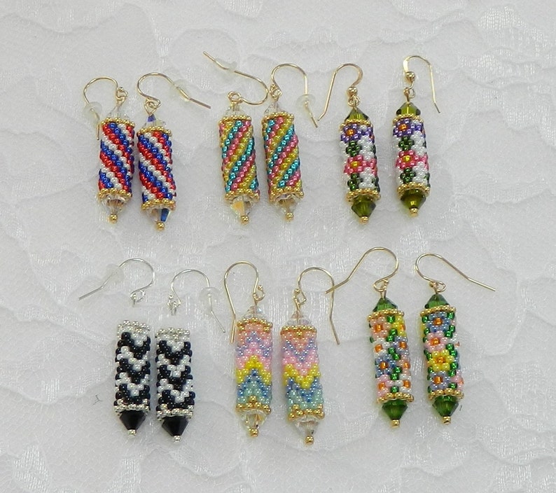 Download BEADING TUTORIAL Peyote Tube Earring Patterns | Etsy