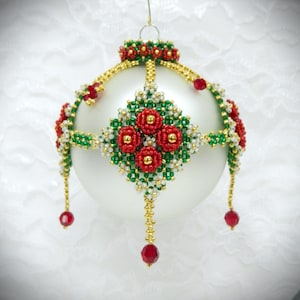 Hoes kerstrozen ornament met kralen TUTORIAL/PATROON