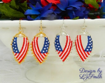 EARRING TUTORIAL - Leaf Flag Earrings in Brick Stitch