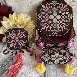 Black Fantasy octagonal sewing box