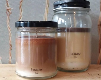 Leather - DanCandle 6oz Scented Soy Wax Container Candle - Handmade in Baltimore MD