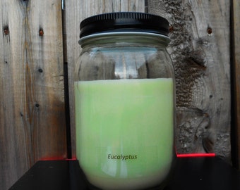 Eucalyptus - Soy Candle - Hand Poured Scented Natural Soy Wax - available sizes, 3 oz, 6 oz and 11 oz - Handmade in Baltimore MD