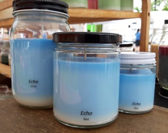 Echo - Soy Candle - Hand Poured Scented Natural Soy Wax - available sizes, 3 oz, 6 oz and 11 oz - Handmade in Baltimore MD