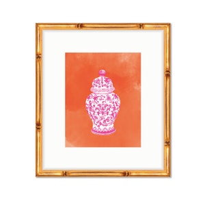 Pink and Orange Chinoiserie -- Art Print -- Home Decor -- Live Colorfully