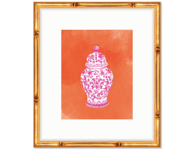 Pink and Orange Chinoiserie Art Print Home Decor Live Colorfully Etsy