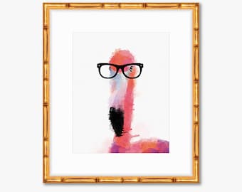 Smarty Feathers -- Watercolor Flamingo Print -- Home Decor
