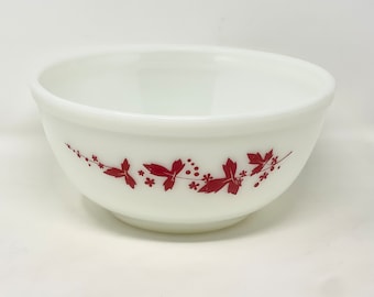 Rare JAJ Pyrex Claret Red and White Hawthorn Mixing bowl