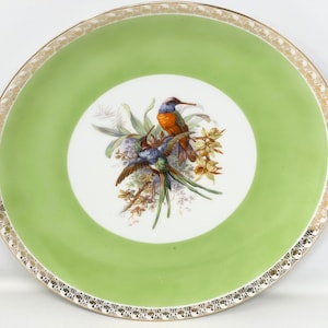 Epiag Royal Exotic Birds Czechoslovakia Green and Gold Dinner Plate Design 1