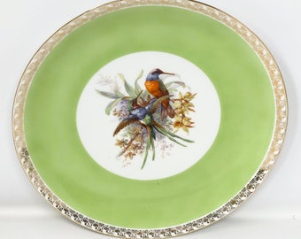 Epiag Royal Exotic Birds Czechoslovakia Green and Gold Dinner Plate Design 1
