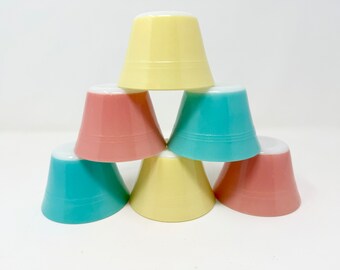 Set of 6 JAJ Pyrex Opal Baking Custard cups / Ramekins