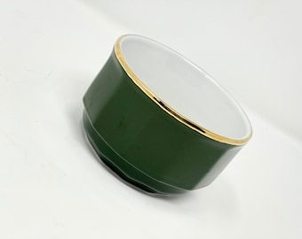 Apilco France Large Sugar Bowl Porcelaine Bistro Green and Gold