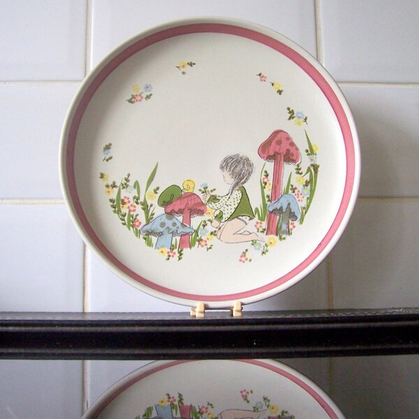 1970's Denby Dream Weavers Once Upon A Time Children's Plate - Girls