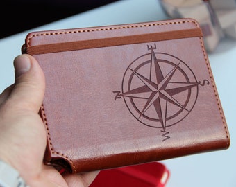 Compass Rose Explorer Journal Customizable Journal  leather bound with elastic strip  Christmas gift not all who wonder are lost