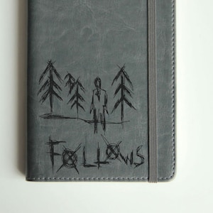 Slenderman follows Journal Customizable engraved Journal leather bound strip with same color to keep it closed fathers day leather journal