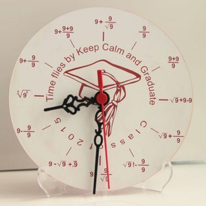 Graduation Gift clock for math geeks, engineering students, designed using only digit 9 It is fully customizable with your own text