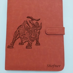 Planificador personalizado, cuero vegano grabado con láser a partir de su foto o ilustración, cartera, padfolio