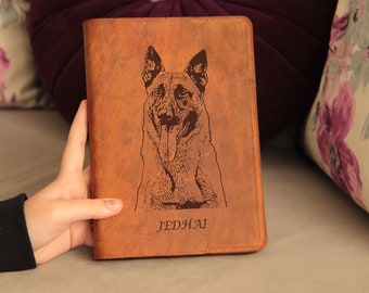 Laser engraved records book cover with custom image or custom text vegan or crazy horse leather