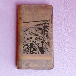 Personaliza tu funda de teléfono con foto y texto personalizada, billetera, billetera larga de cuero genuino con doble pliegue, un regalo perfecto para papá