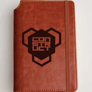 Personalized engraved company logo leather bound, elastic strip with the same color construction company
