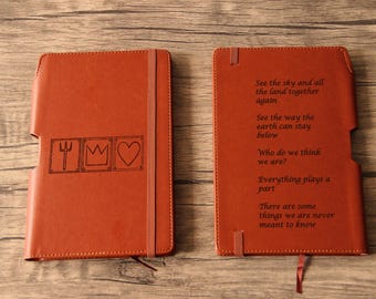 Personalized Leather Journal, Engraved Photo Diary, Custom Sketchbook Gift
